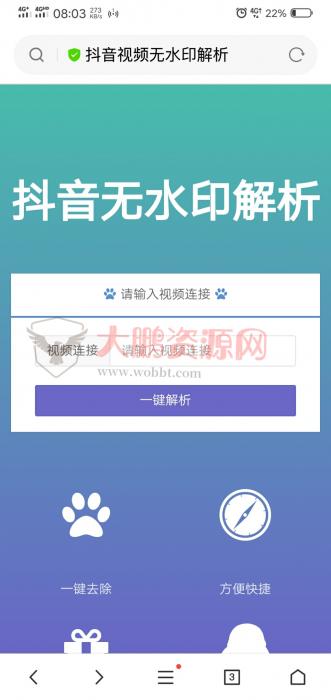 抖音无水印解析网站精美源码-无需数据库 安装-榆桦源码网