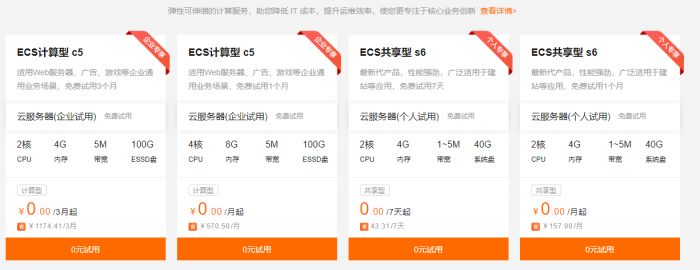 阿里云试用2h4g服务器7~90天活动-榆桦源码网