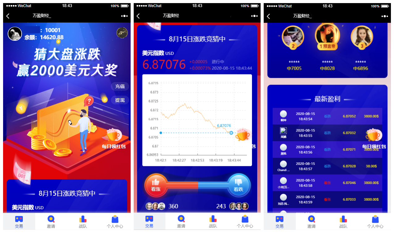 【USDT指数涨跌】蓝色UI二开币圈+万盈财经币圈+充值提现+K线正常+大盘涨跌竞猜-榆桦源码网